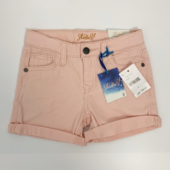 Studio V pink Girls adjustable waist Shorts Size 5 NWT - Picture 1 of 10